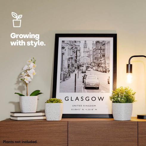 12cm Plant Pot White Sandstone - Set of 3